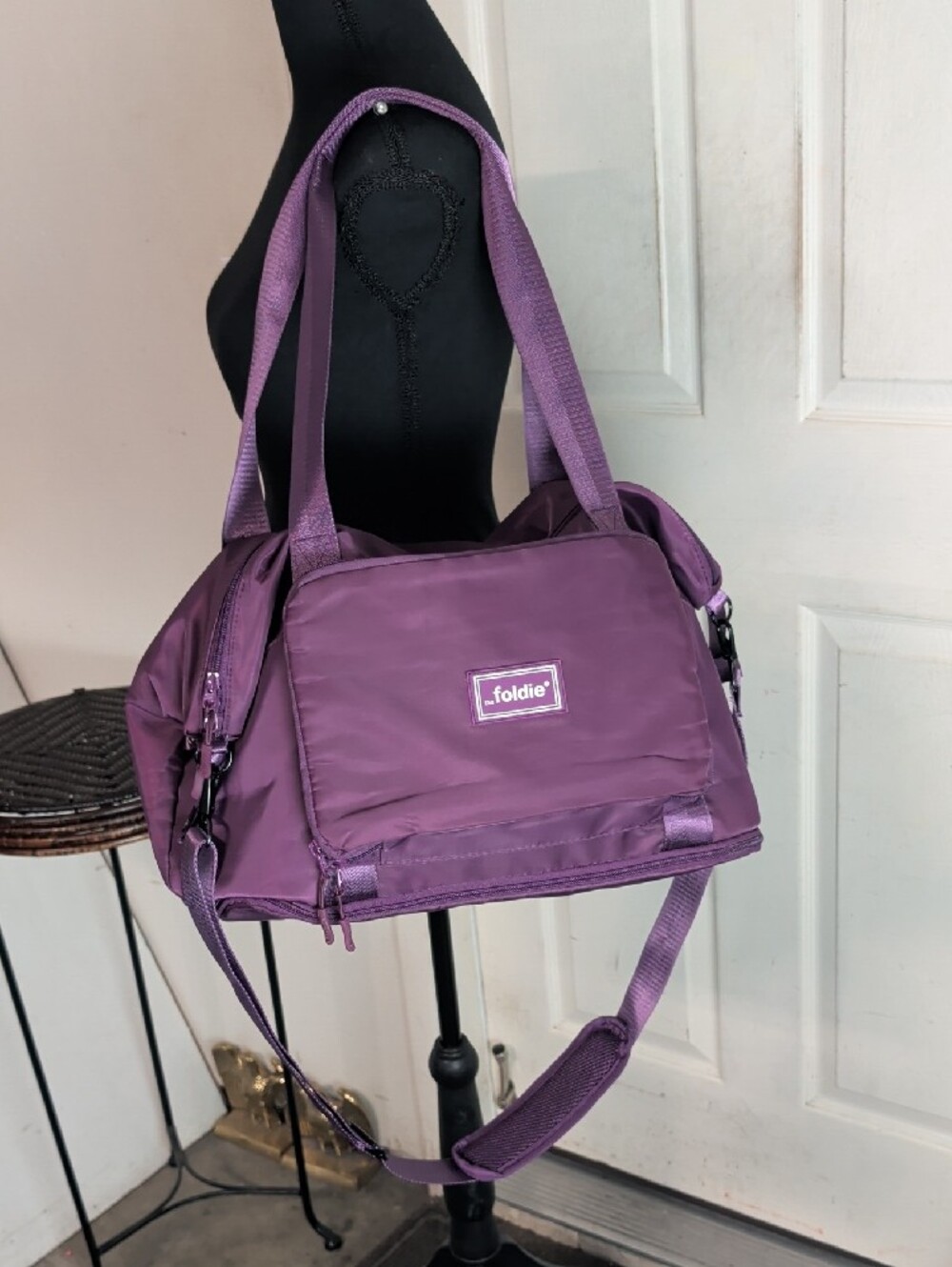 The Foldie travel bag- PURPLE/FUCHSIA Long Strap Large Handbag